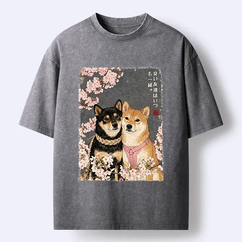 Japanese Sakura Shiba T-Shirt for Daily Wear