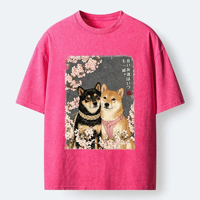 Japanese Sakura Shiba T-Shirt for Daily Wear