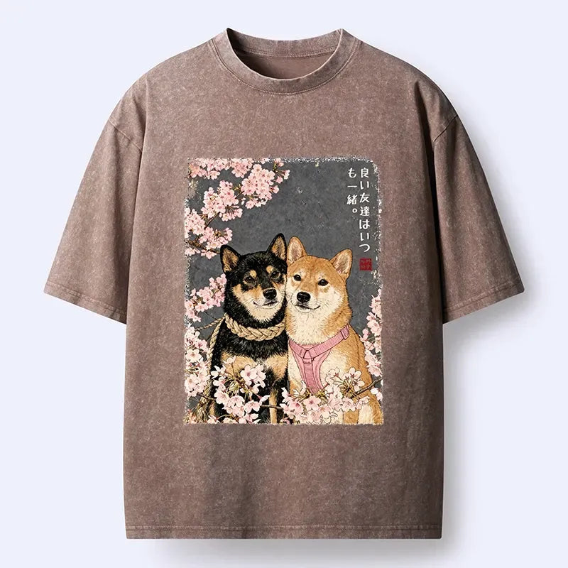 Japanese Sakura Shiba T-Shirt for Daily Wear