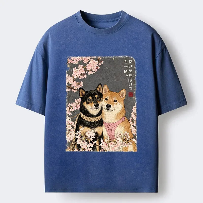 Japanese Sakura Shiba T-Shirt for Daily Wear