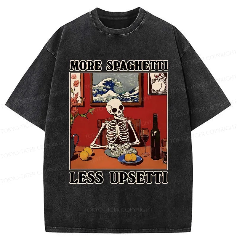 Japanese skeleton washed t-shirt for streetwear