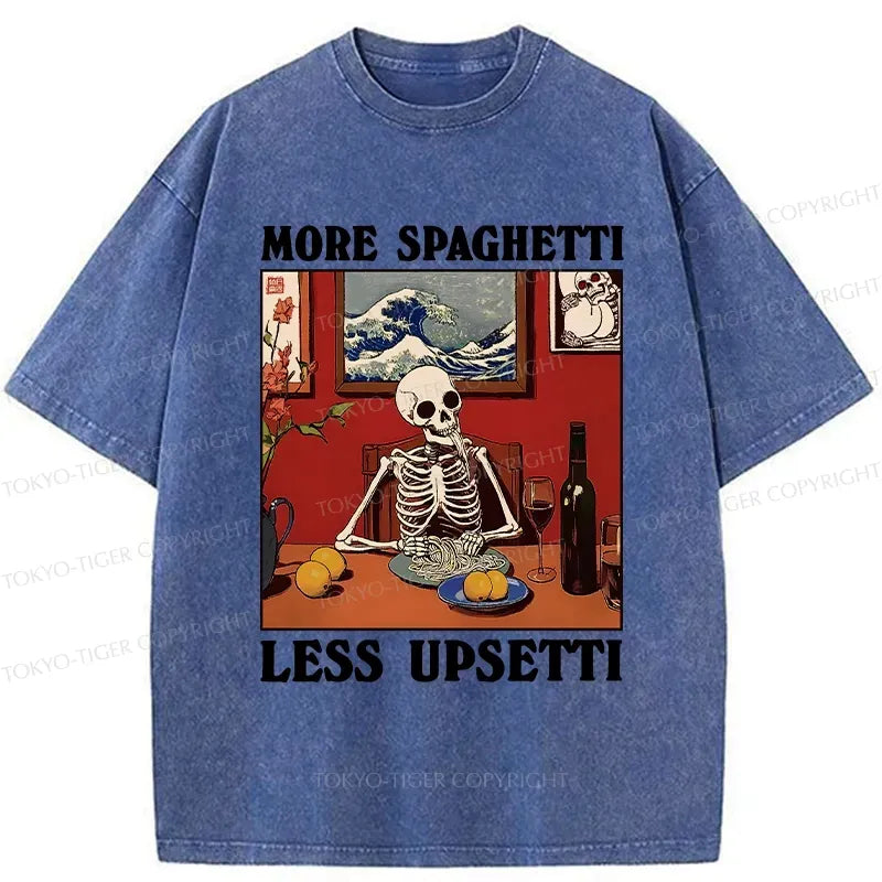 Japanese skeleton washed t-shirt for streetwear