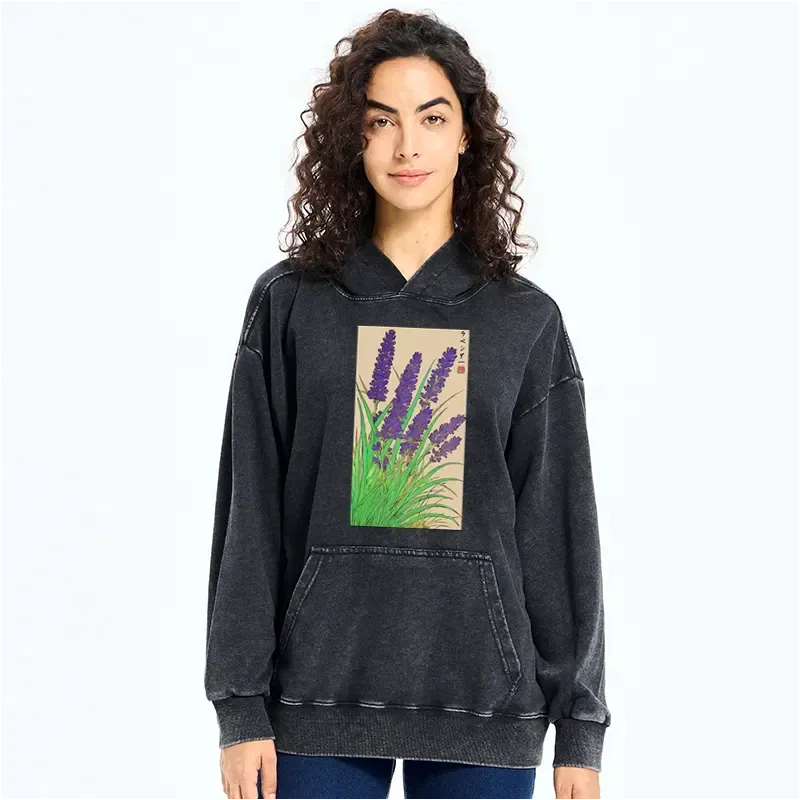 Japanese Lavender Washed Hoodie for Daily Wear