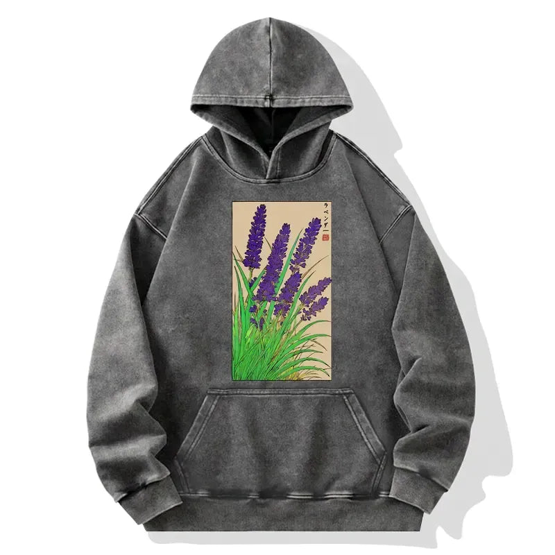 Kyoto-Lion Japanese Lavender Washed Hoodie