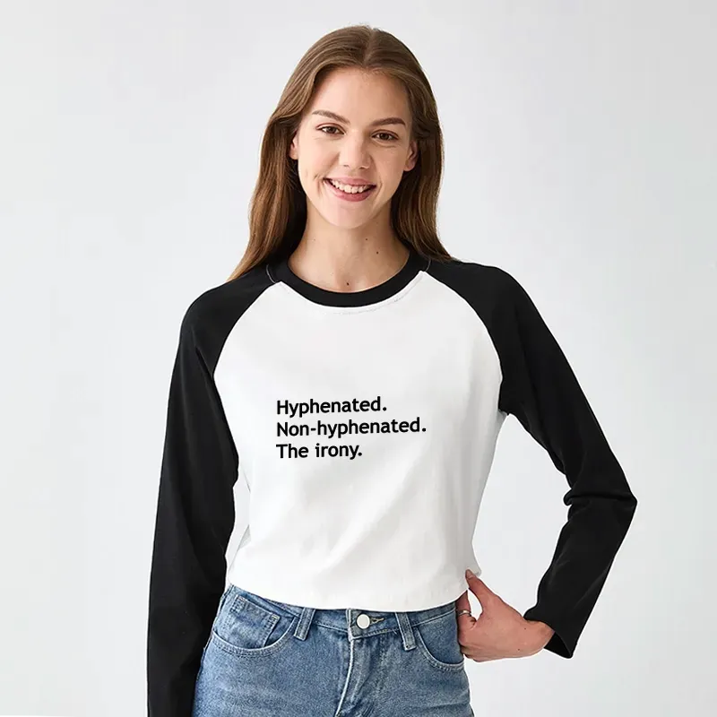 Kyoto-Lion Hyphenated Funny Women's Crop Raglan T-Shirt