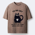 Kyoto-Lion Funny Meme Daily Coffee Routine Washed T-Shirt