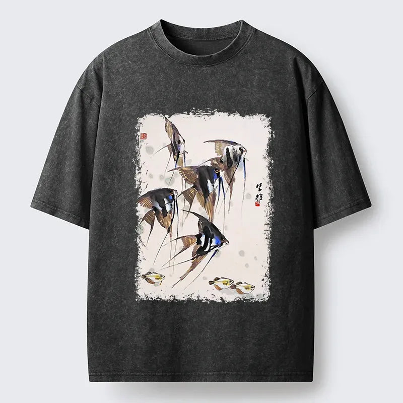 Japanese Washed T-Shirt for Summer Vacation