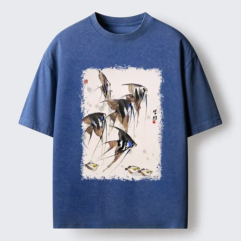 Japanese Washed T-Shirt for Summer Vacation