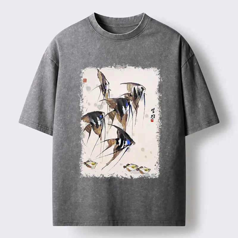 Japanese Washed T-Shirt for Summer Vacation