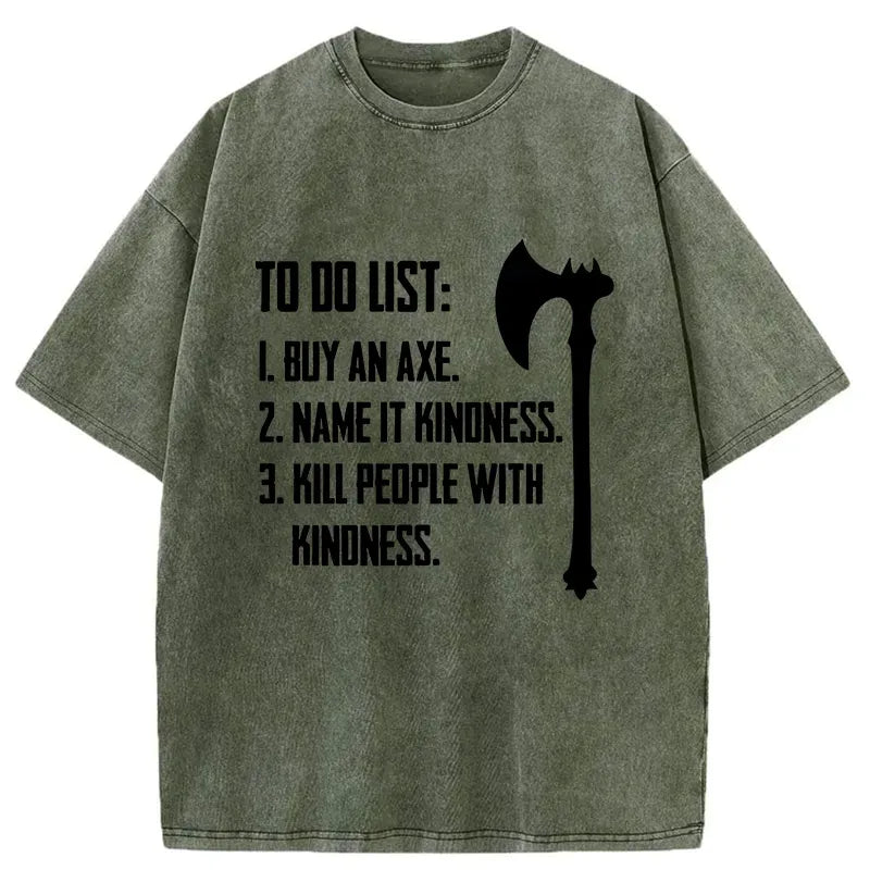 Kyoto-Lion Axe Joke Washed T-Shirt