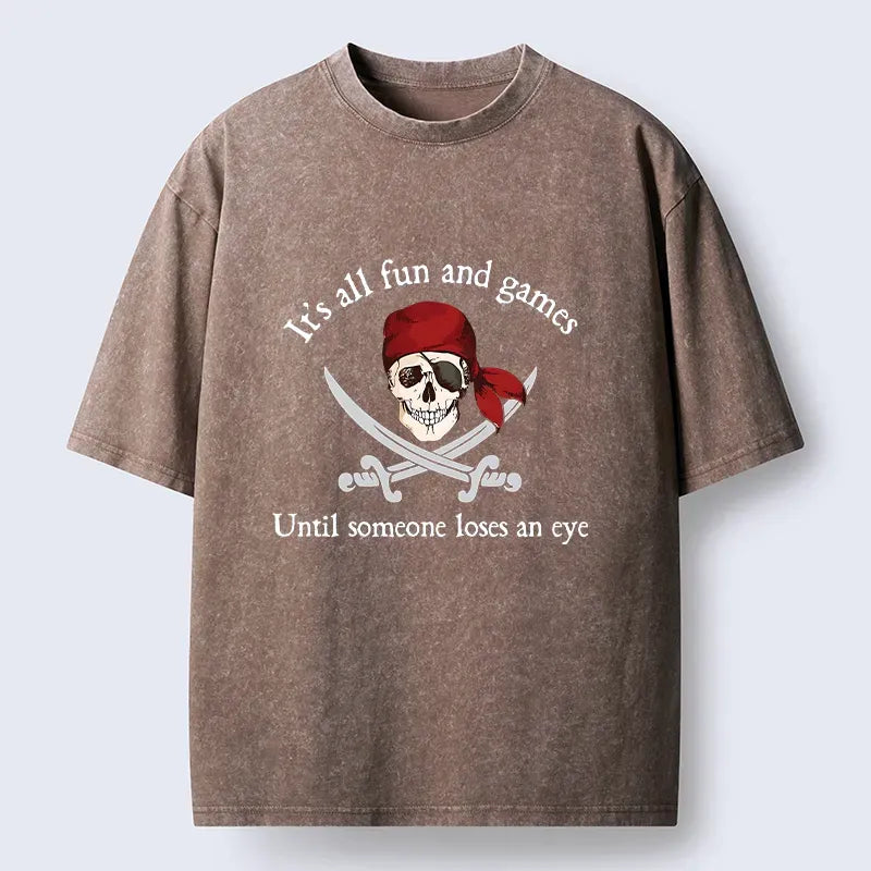 Kyoto-Lion Humorous Pirates Washed T-Shirt