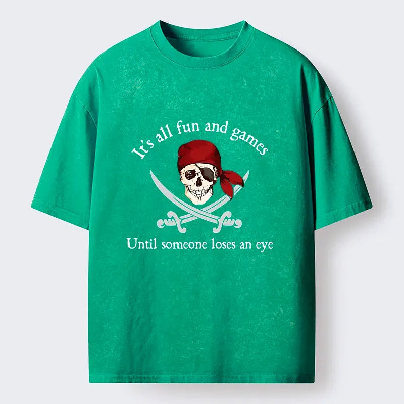 Kyoto-Lion Humorous Pirates Washed T-Shirt