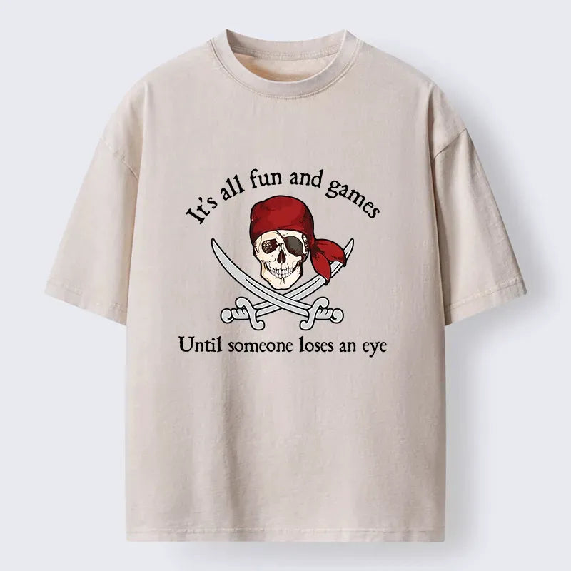 Kyoto-Lion Humorous Pirates Washed T-Shirt