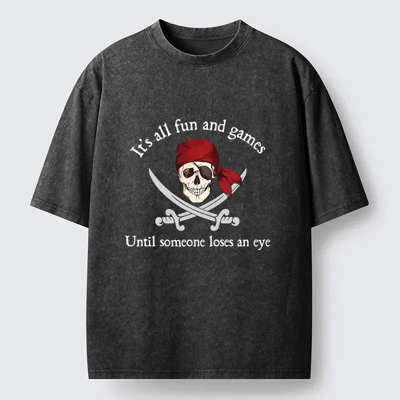 Kyoto-Lion Humorous Pirates Washed T-Shirt