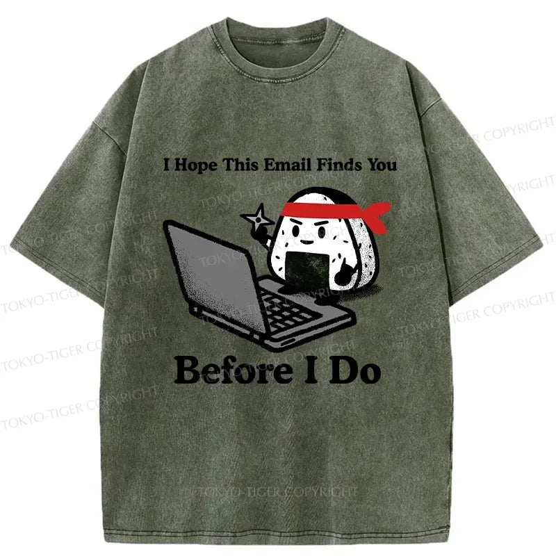 Kyoto-Lion Ninja Rice Ball Funny Washed T-Shirt