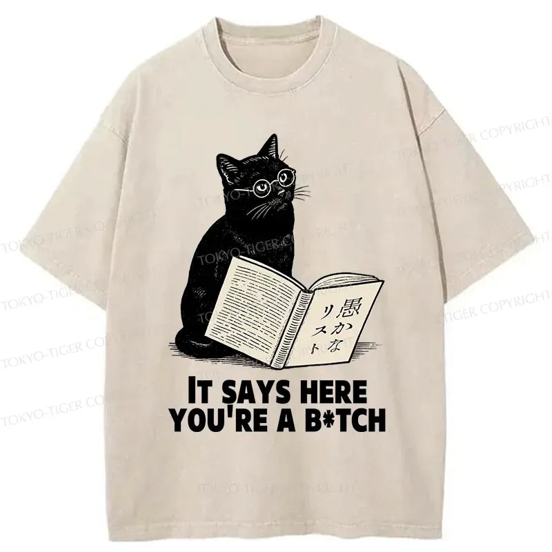 Washed vintage cat t-shirt for daily wear