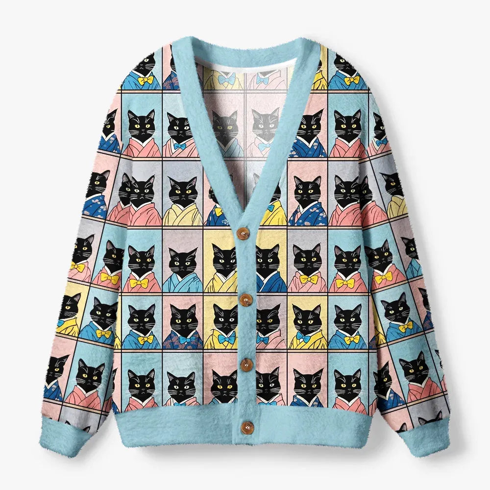 Kyoto-Lion Japanese Raccoon Ugly Cardigan Sweater