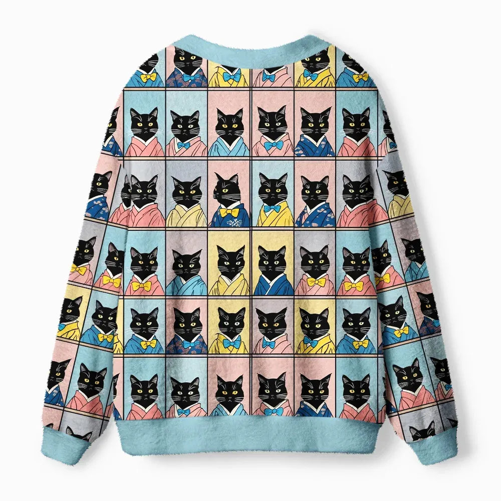 Kyoto-Lion Japanese Raccoon Ugly Cardigan Sweater
