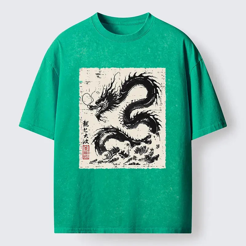 black dragon washed t shirt