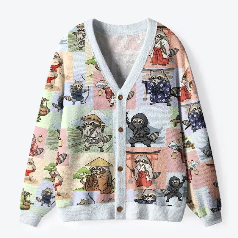 Japanese Raccoon Ugly Cardigan for Daily Wear