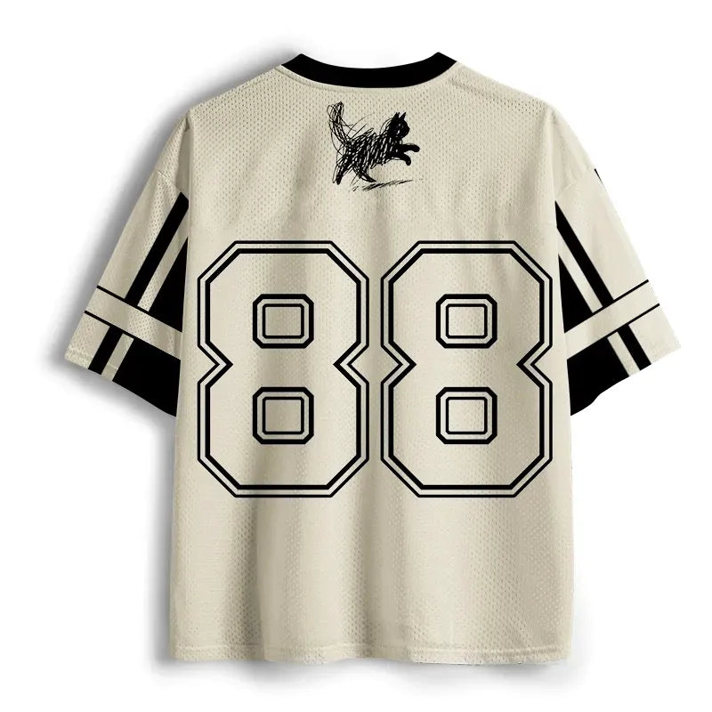 Kyoto-Lion Minimalist Cat Art Mesh Jersey