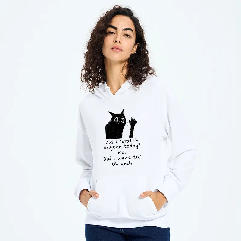 Kyoto-Lion Black Cat Scratches People Classic Hoodie