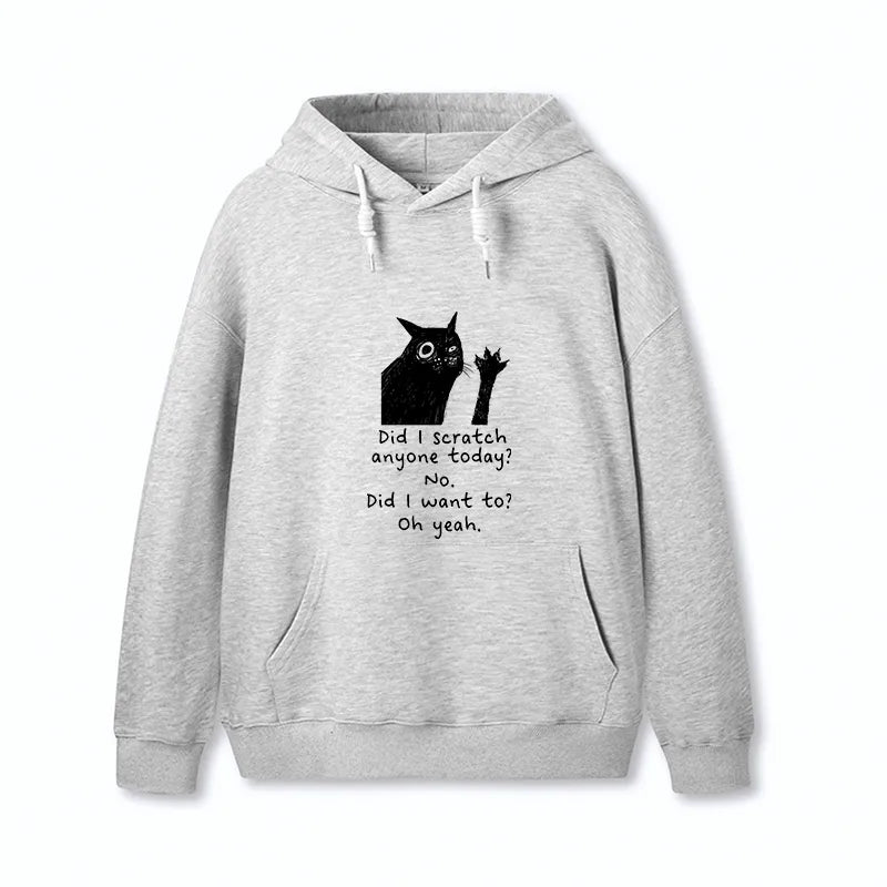 Kyoto-Lion Black Cat Scratches People Classic Hoodie