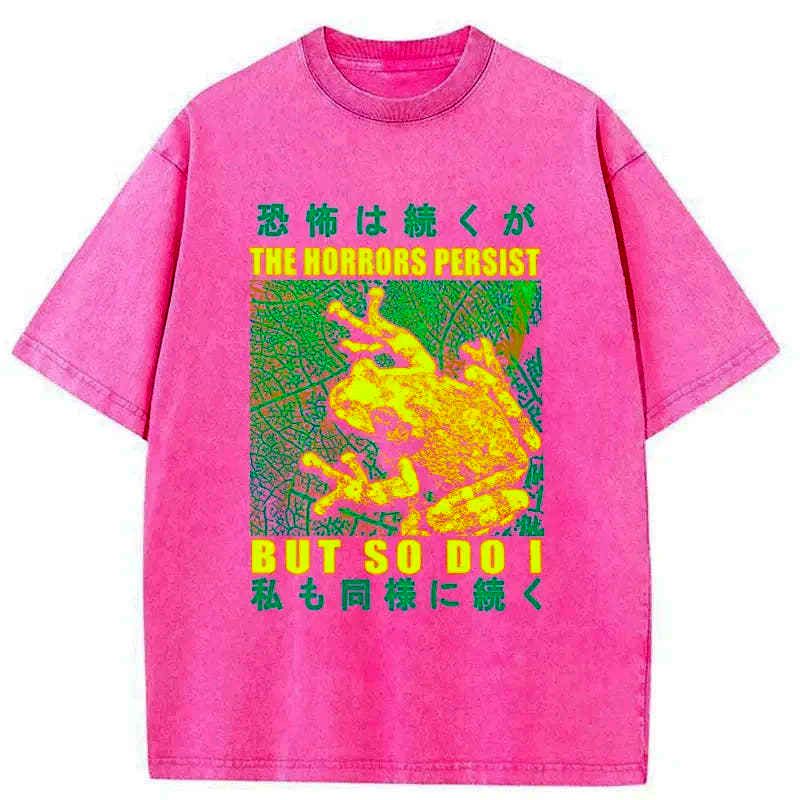 Japanese frog washed t-shirt for daily wear