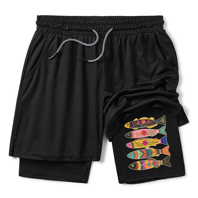 Kyoto-Lion Colorful Patterned Fish Training Shorts