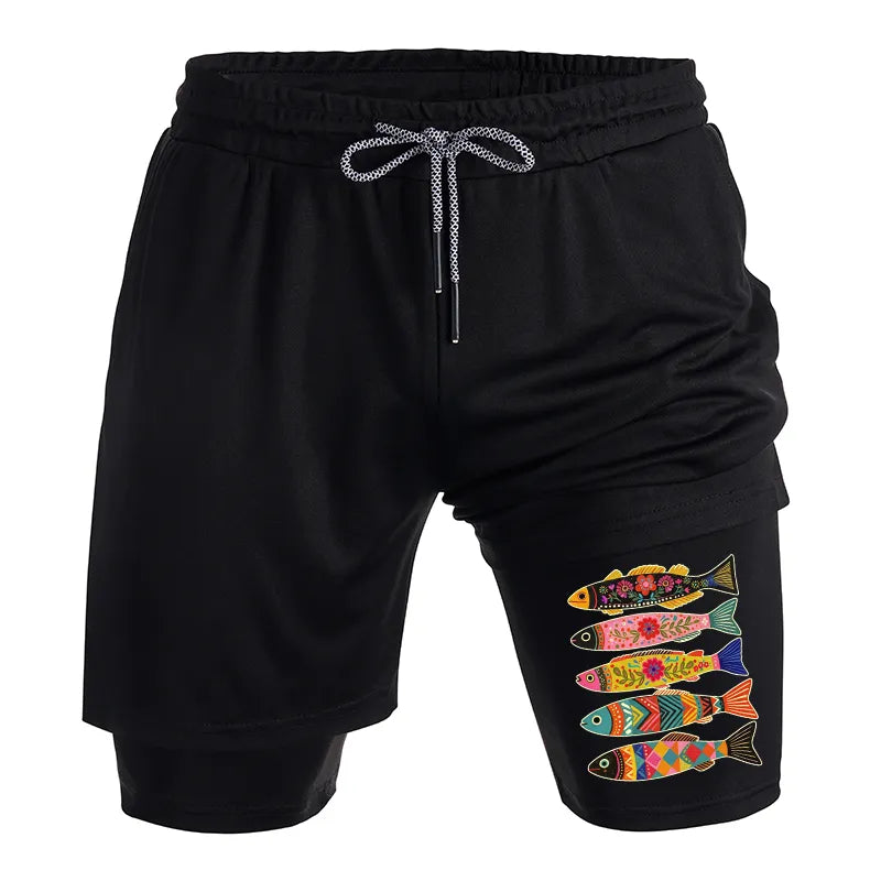 Kyoto-Lion Colorful Patterned Fish Training Shorts
