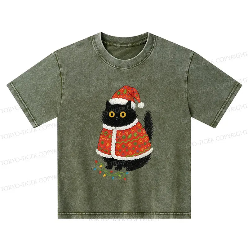 Japanese cat santa hat kids t-shirt