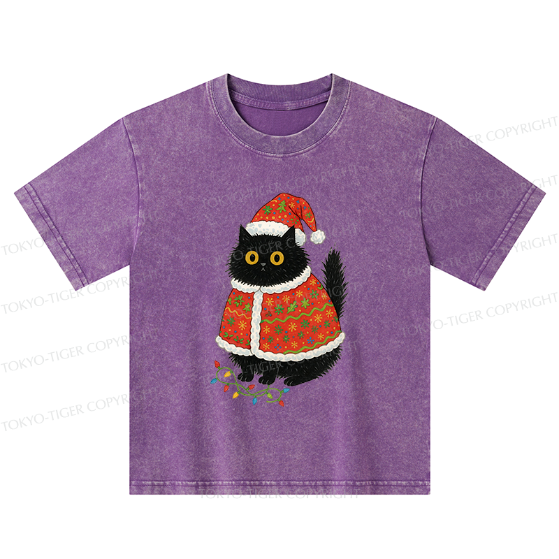 Japanese cat santa hat kids t-shirt
