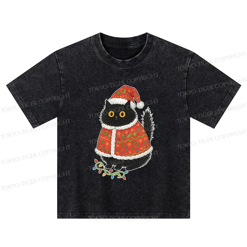 Japanese cat santa hat kids t-shirt