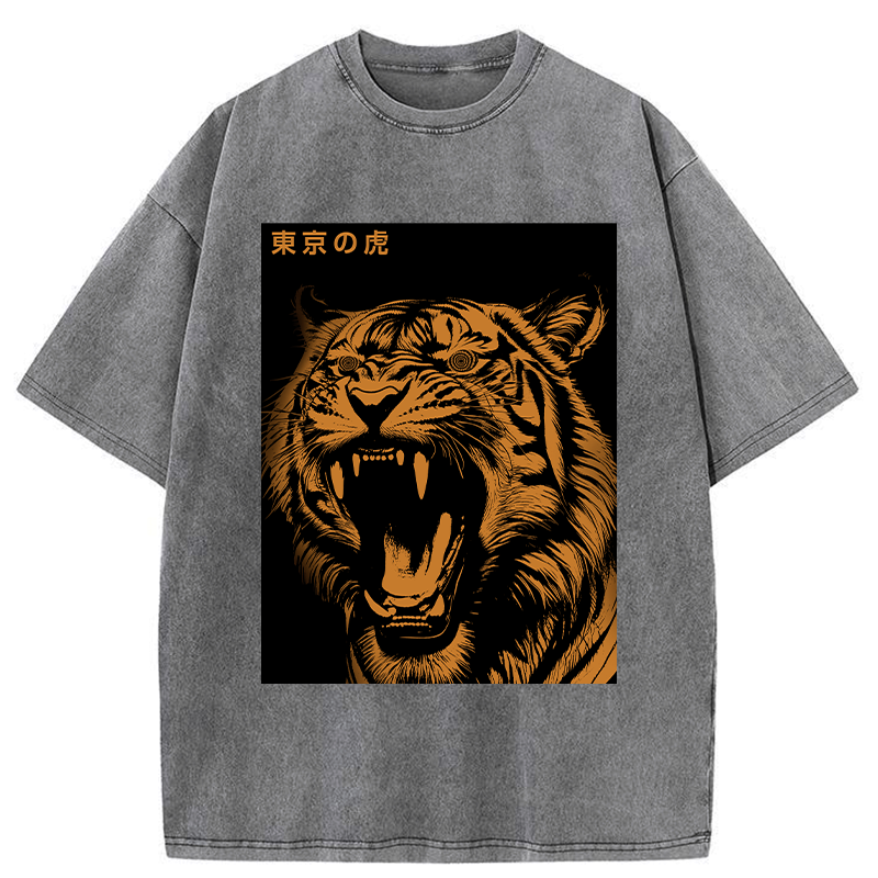 Kyoto-Lion Roaring Tiger Washed T-Shirt