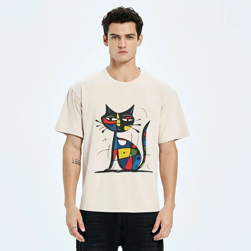 Japanese Vintage Cat T-Shirt for Streetwear