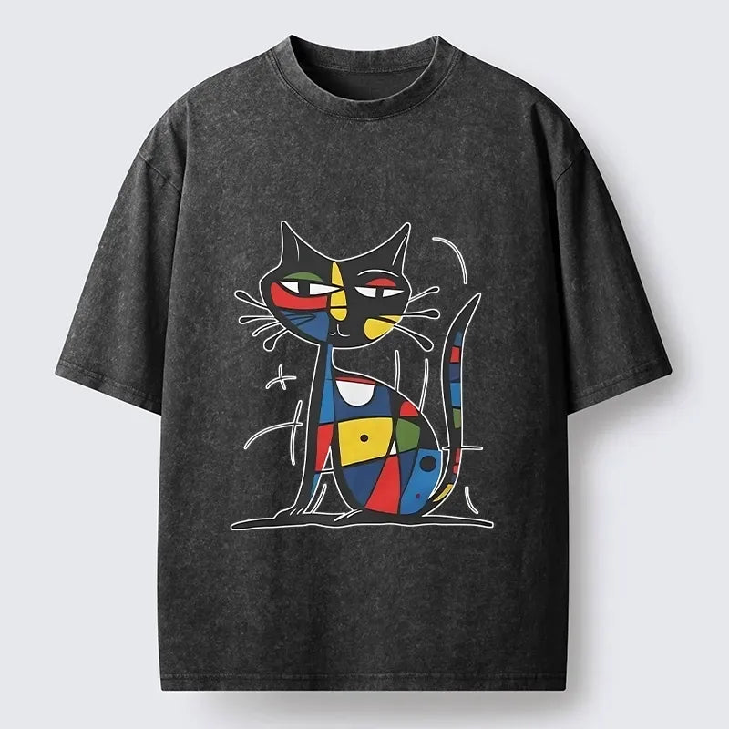 Japanese Vintage Cat T-Shirt for Streetwear