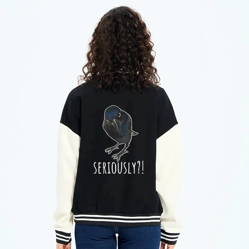 Kyoto-Lion Raven's Question Embroidery Varsity Jacket