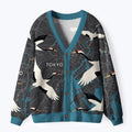 Kyoto-Lion Cranes And The Subway Line Ugly Cardigan Sweater