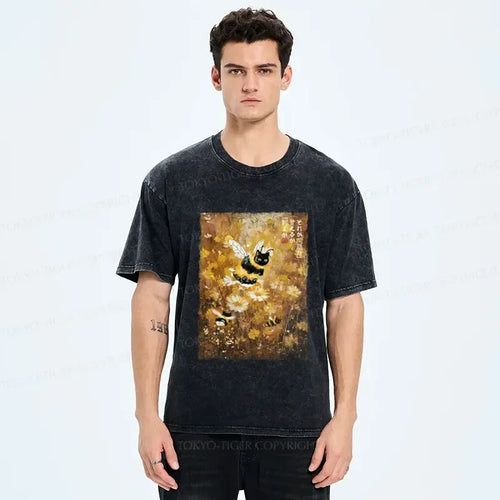 Kyoto-Lion A Cat Swimming In A Sea Of Dreams Washed T-Shirt