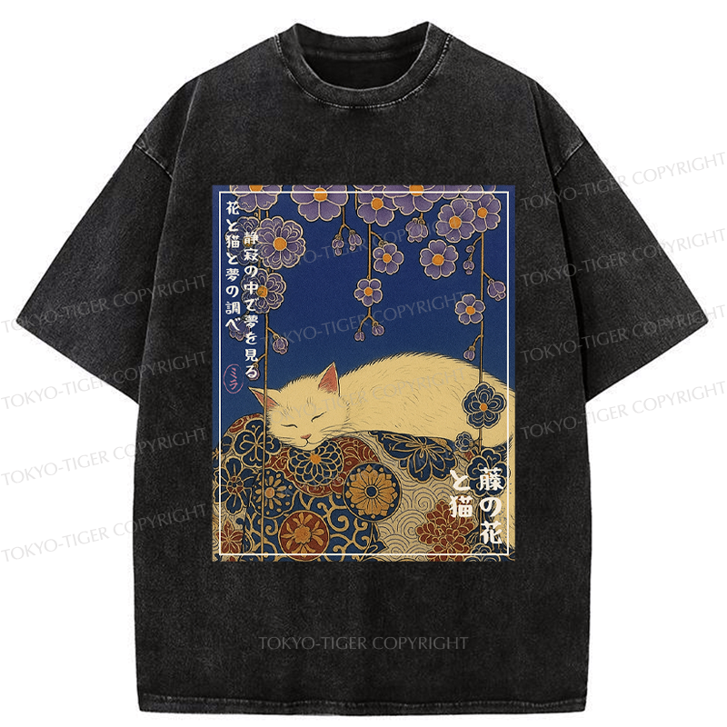 Washed Japanese Ukiyoe T-Shirt for Summer