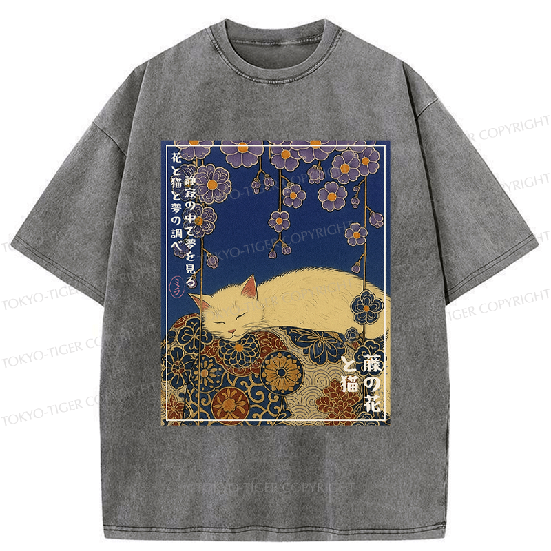 Washed Japanese Ukiyoe T-Shirt for Summer
