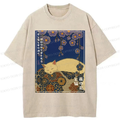 Washed Japanese Ukiyoe T-Shirt for Summer