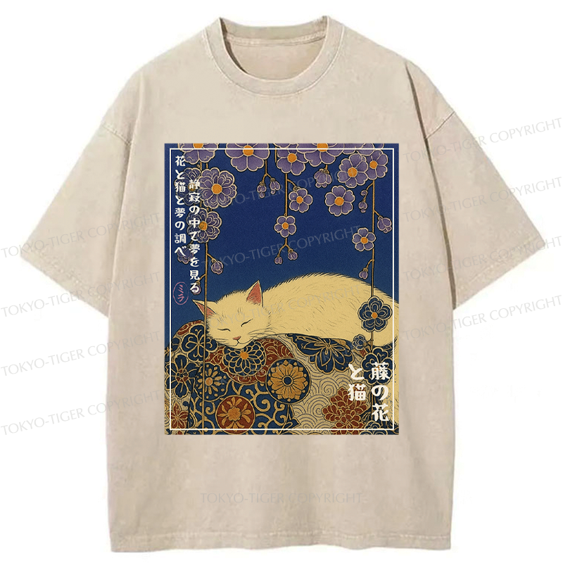 Washed Japanese Ukiyoe T-Shirt for Summer