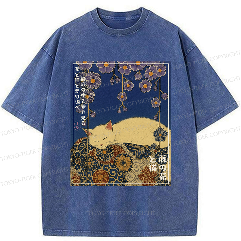 Washed Japanese Ukiyoe T-Shirt for Summer