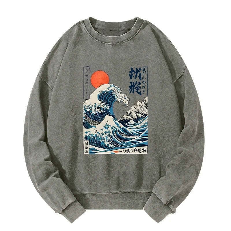 kyoto lion ocean waves sweatshirt trendy