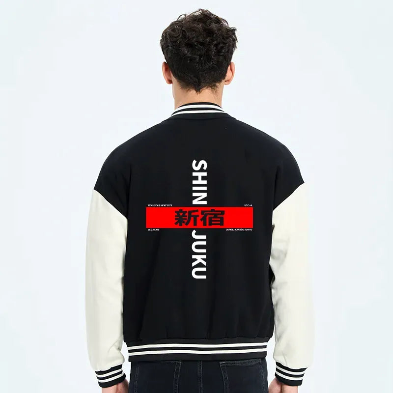 Japanese embroidered varsity jacket for streetwear