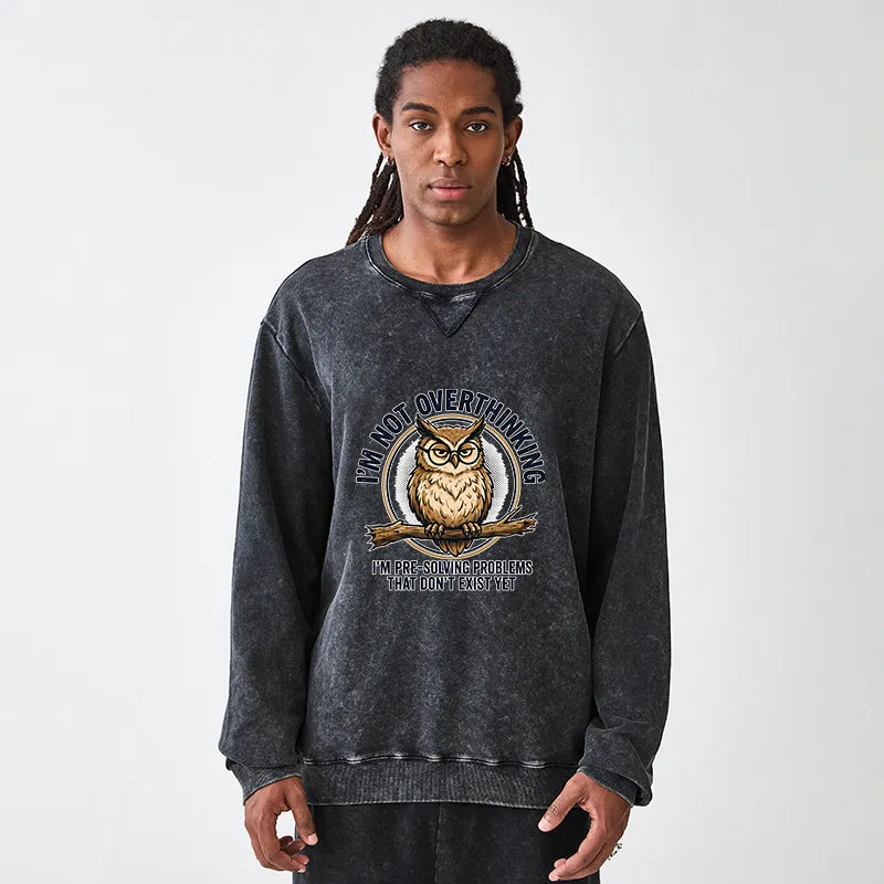 Kyoto-Lion Overthink Master Owl Washed Terry Sweatshirt