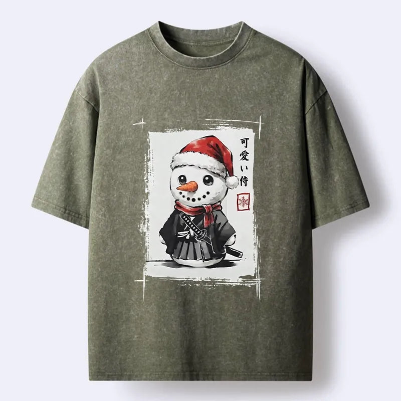 Kyoto-Lion Samurai Snowman Washed T-Shirt