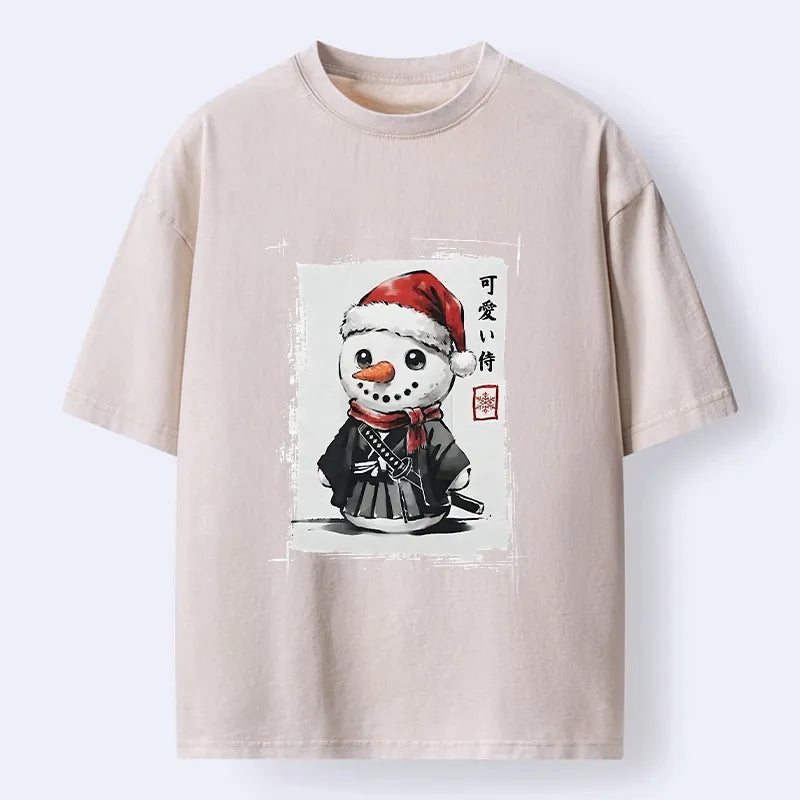 Kyoto-Lion Samurai Snowman Washed T-Shirt
