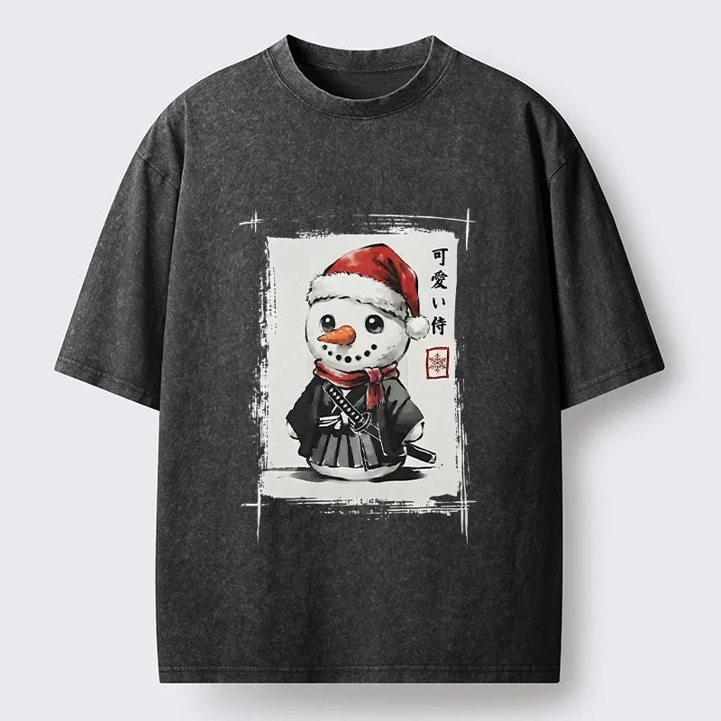 Kyoto-Lion Samurai Snowman Washed T-Shirt